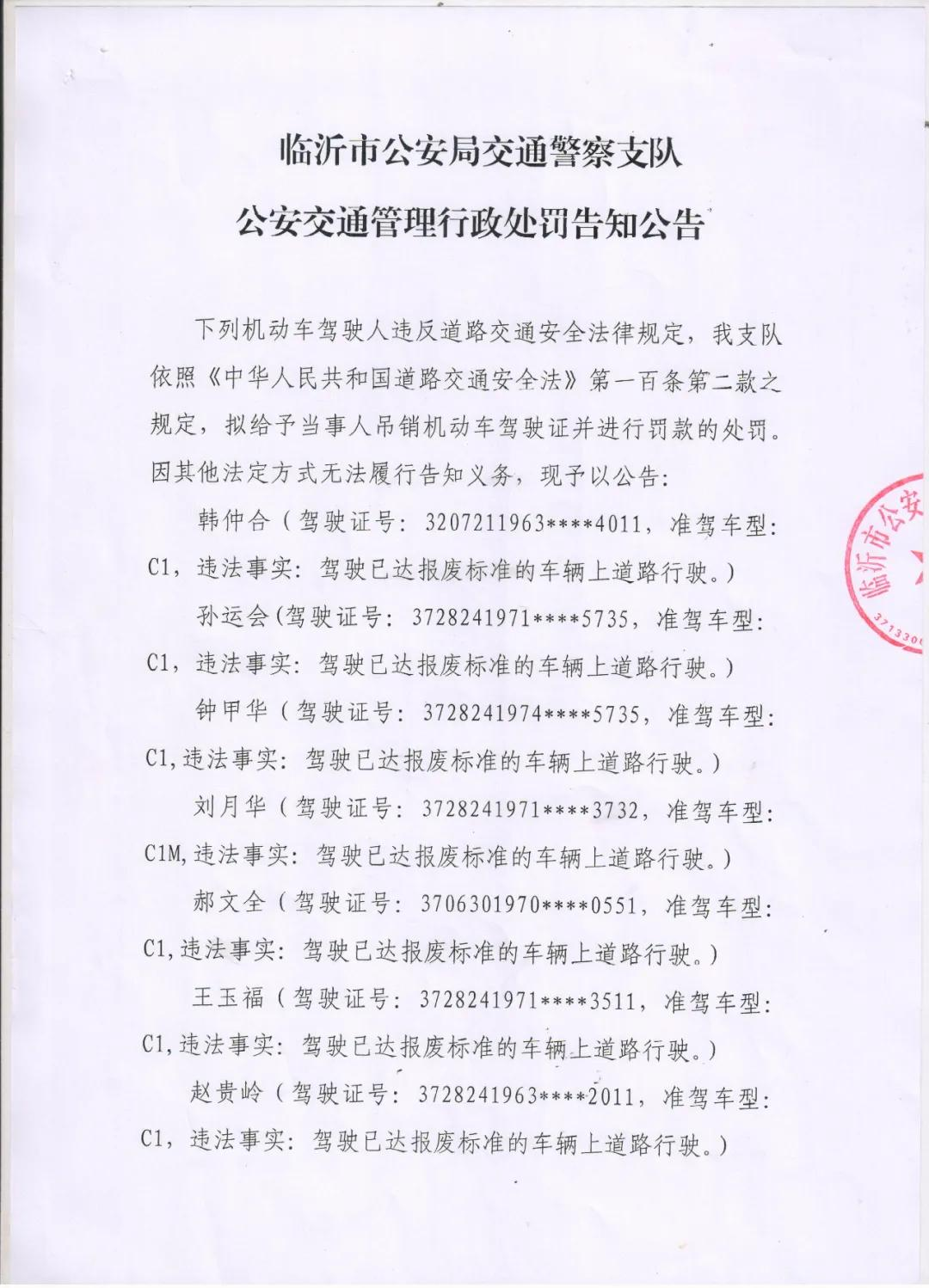 臨沂擬吊銷駕駛證并罰款！這幾位莒南車主注意了