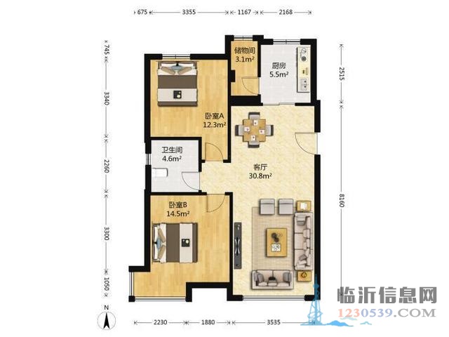 實驗，開陽名居2室2廳1衛(wèi)證過五