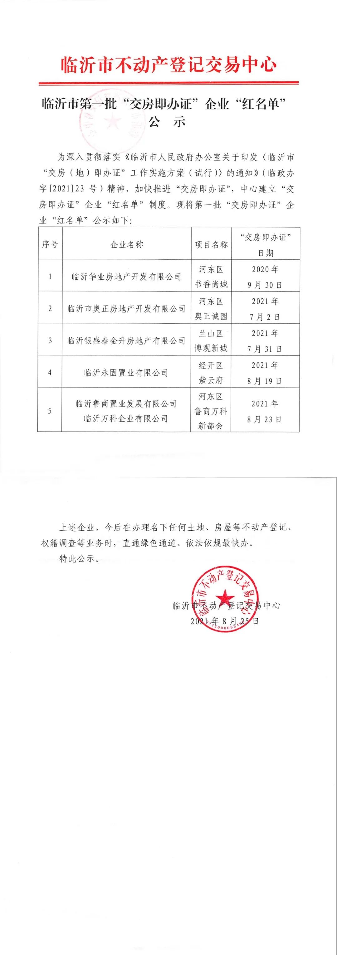 臨沂首批！“交房即辦證”